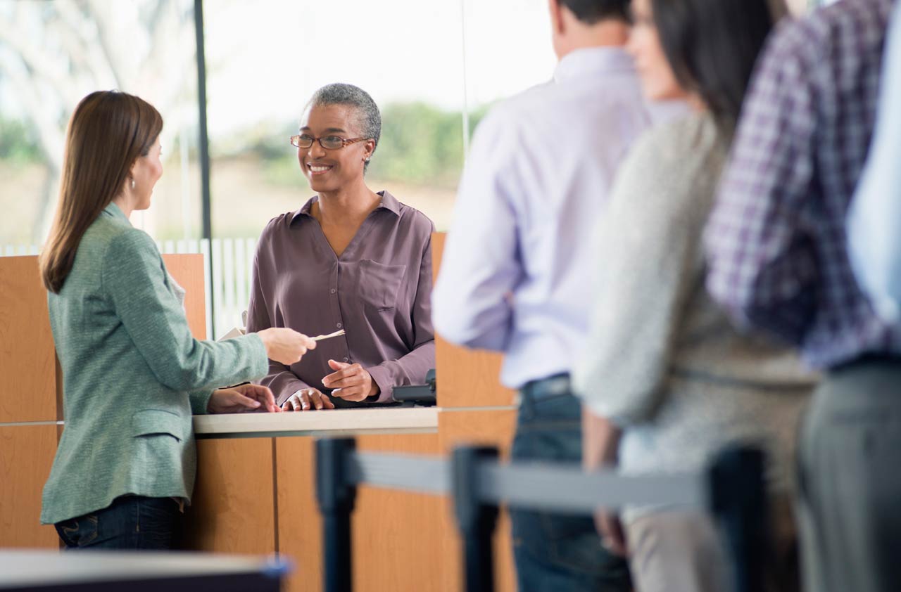 customer visits bank